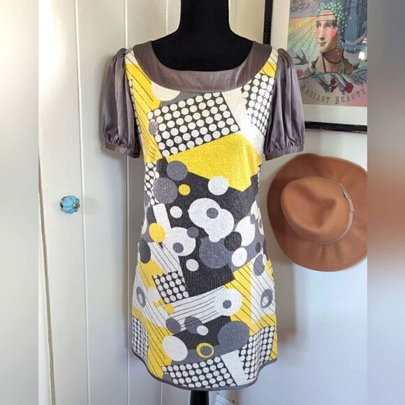 Marc Jacobs Dress 4 Silk Mod Gossip Girl Sequins Y2K 90s Whimsical Quirky Cute - Picture 1 of 10